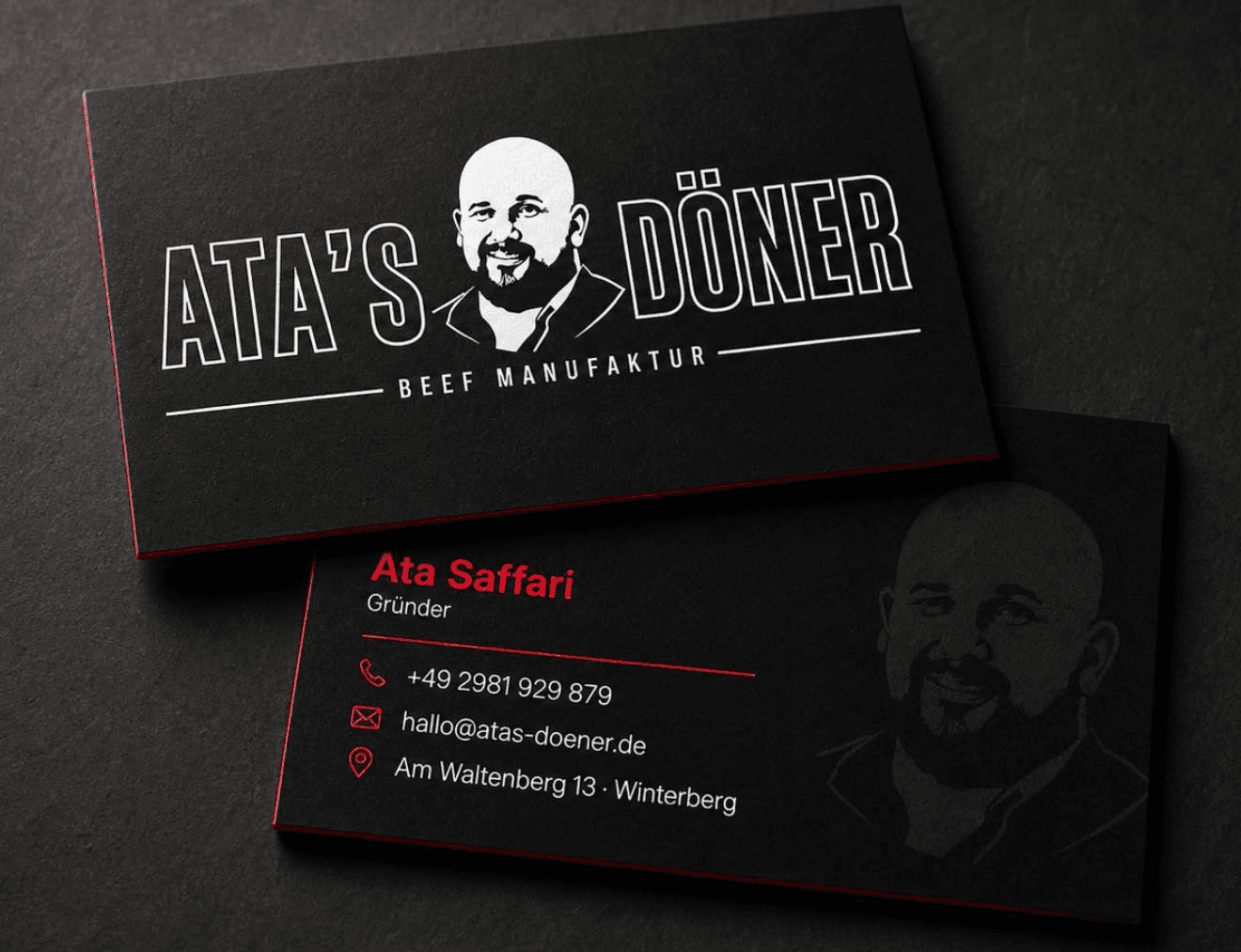 Visitenkarten-Mockup für Ata's Döner