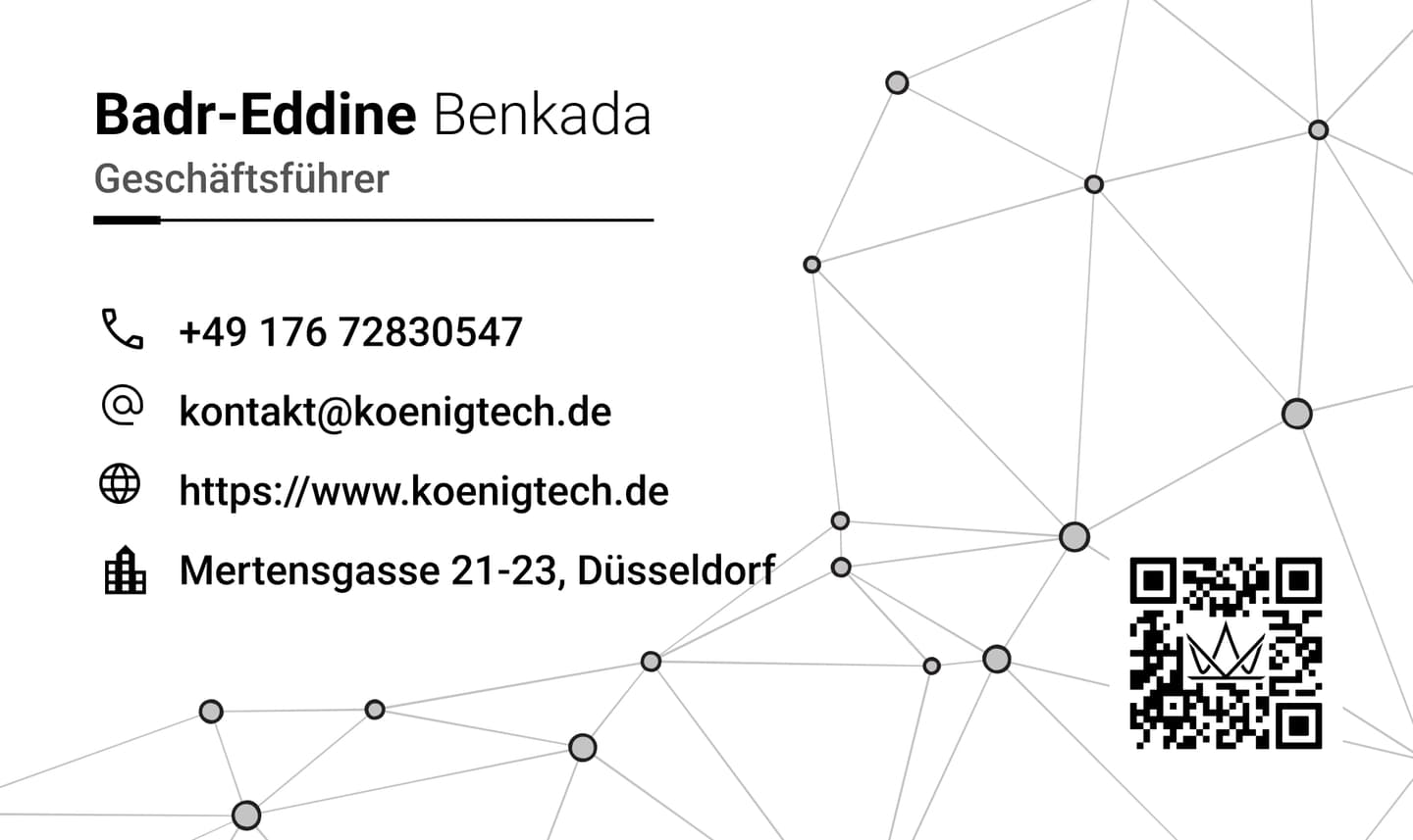 Visitenkarten-Design koenig – Rückseite