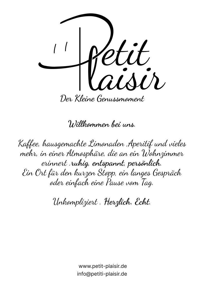 Menüdesign für Petit Plaisir